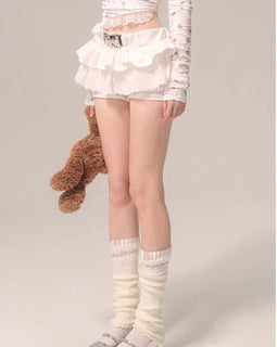 Less also eye white pearl white lace French bow design sense belt niche versatile skirt TLA00008