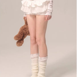 Less also eye white pearl white lace French bow design sense belt niche versatile skirt TLA00008