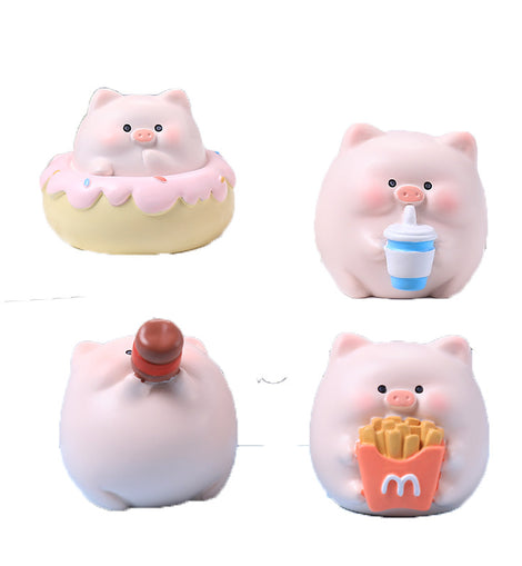 Resin cartoon cute little pink pig DIY jewelry accessories car center console micro landscape desktop decoration ornaments